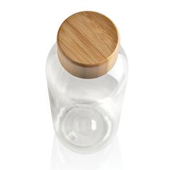 Vue Bouteille 600ml en rPET GRS avec couvercle en bambou de couleur translucide| Krokrodeal