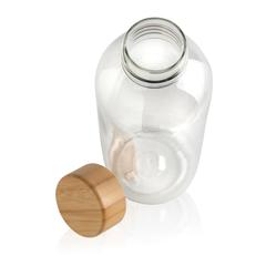 Vue Bouteille 600ml en rPET GRS avec couvercle en bambou de couleur translucide| Krokrodeal