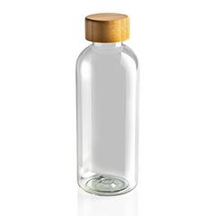 Vue Bouteille 600ml en rPET GRS avec couvercle en bambou de couleur translucide| Krokrodeal