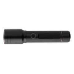 Vue Torche robuste rechargeable par USB en aluminium recyclé RCS de couleur noir| Krokrodeal