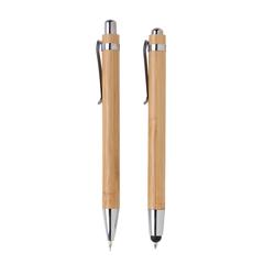Vue Set stylos en bambou de couleur marron| Krokrodeal