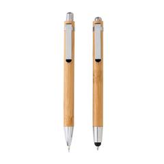 Vue Set stylos en bambou de couleur marron| Krokrodeal
