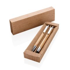 Vue Set stylos en bambou de couleur marron| Krokrodeal