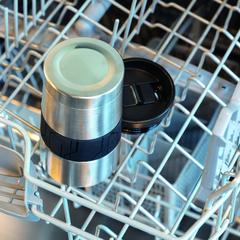 Vue Mug double paroi en acier de couleur gris| Krokrodeal