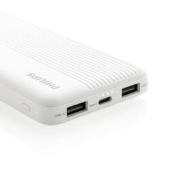 Vue Batterie de Secours Philips Ultra Fine 10,000mAh de couleur blanc| Krokrodeal