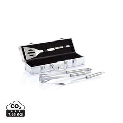 Vue Set de 3 pcs pour barbecue en coffret aluminium de couleur gris| Krokrodeal