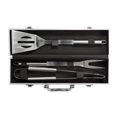Vue Set de 3 pcs pour barbecue en coffret aluminium de couleur gris| Krokrodeal