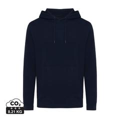 Vue Sweater à capuche léger en coton recyclé Iqoniq Rila de couleur bleu| Krokrodeal