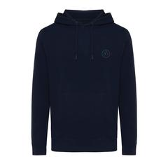 Vue Sweater à capuche léger en coton recyclé Iqoniq Rila de couleur bleu| Krokrodeal