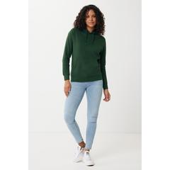 Vue Sweater à capuche léger en coton recyclé Iqoniq Rila de couleur vert| Krokrodeal