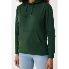 Vue Sweater à capuche léger en coton recyclé Iqoniq Rila de couleur vert| Krokrodeal