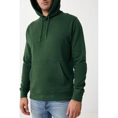 Vue Sweater à capuche léger en coton recyclé Iqoniq Rila de couleur vert| Krokrodeal