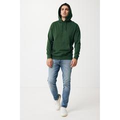 Vue Sweater à capuche léger en coton recyclé Iqoniq Rila de couleur vert| Krokrodeal