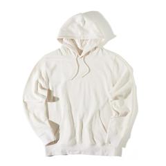 Vue Sweater à capuche léger en coton recyclé Iqoniq Rila de couleur beige| Krokrodeal
