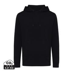 Vue Sweater à capuche léger en coton recyclé Iqoniq Rila de couleur noir| Krokrodeal
