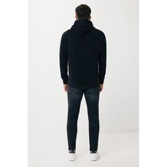 Vue Sweater à capuche léger en coton recyclé Iqoniq Rila de couleur noir| Krokrodeal