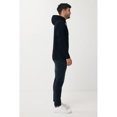 Vue Sweater à capuche léger en coton recyclé Iqoniq Rila de couleur noir| Krokrodeal