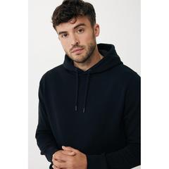 Vue Sweater à capuche léger en coton recyclé Iqoniq Rila de couleur noir| Krokrodeal