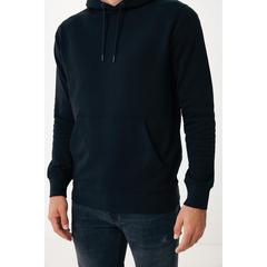 Vue Sweater à capuche léger en coton recyclé Iqoniq Rila de couleur noir| Krokrodeal