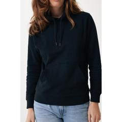 Vue Sweater à capuche léger en coton recyclé Iqoniq Rila de couleur noir| Krokrodeal