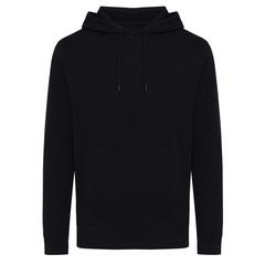 Vue Sweater à capuche léger en coton recyclé Iqoniq Rila de couleur noir| Krokrodeal