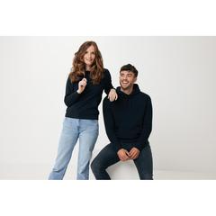 Vue Sweater à capuche léger en coton recyclé Iqoniq Rila de couleur noir| Krokrodeal