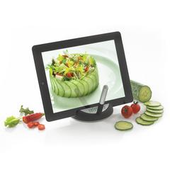 Vue Support à tablette avec stylet Chef de couleur gris| Krokrodeal