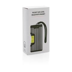 Vue Règle de poche avec niveau et aimant de couleur gris| Krokrodeal