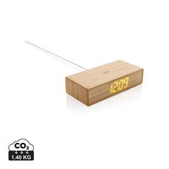 Vue Réveil en bambou avec chargeur sans fil 5W de couleur marron| Krokrodeal