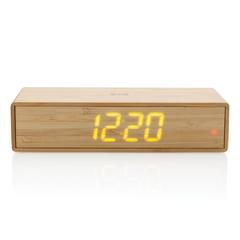 Vue Réveil en bambou avec chargeur sans fil 5W de couleur marron| Krokrodeal