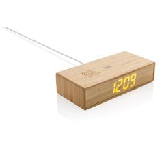 Vue Réveil en bambou avec chargeur sans fil 5W de couleur marron| Krokrodeal
