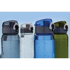 Vue Bouteille d'eau étanche 800ml en PET recyclé RCS Yide de couleur bleu| Krokrodeal