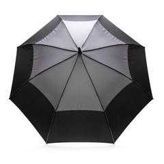 Vue Parapluie tempête 27" en rPET ouverture auto Impact AWARE™ de couleur gris| Krokrodeal