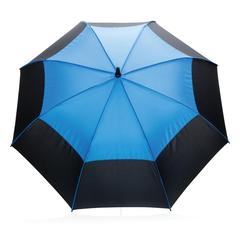 Vue Parapluie tempête 27" en rPET ouverture auto Impact AWARE™ de couleur bleu| Krokrodeal