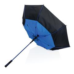 Vue Parapluie tempête 27" en rPET ouverture auto Impact AWARE™ de couleur bleu| Krokrodeal