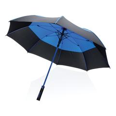 Vue Parapluie tempête 27" en rPET ouverture auto Impact AWARE™ de couleur bleu| Krokrodeal