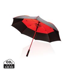 Vue Parapluie tempête 27" en rPET ouverture auto Impact AWARE™ de couleur rouge| Krokrodeal