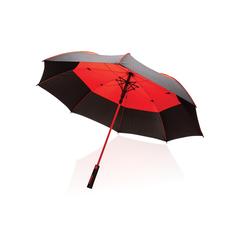 Vue Parapluie tempête 27" en rPET ouverture auto Impact AWARE™ de couleur rouge| Krokrodeal