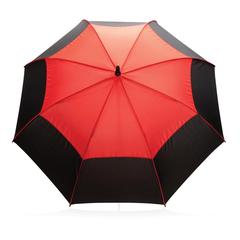 Vue Parapluie tempête 27" en rPET ouverture auto Impact AWARE™ de couleur rouge| Krokrodeal
