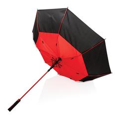 Vue Parapluie tempête 27" en rPET ouverture auto Impact AWARE™ de couleur rouge| Krokrodeal