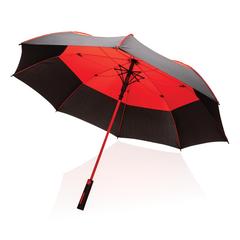 Vue Parapluie tempête 27" en rPET ouverture auto Impact AWARE™ de couleur rouge| Krokrodeal