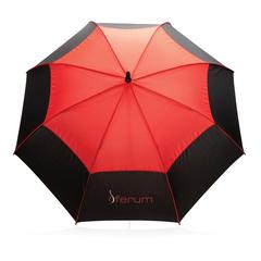 Vue Parapluie tempête 27" en rPET ouverture auto Impact AWARE™ de couleur rouge| Krokrodeal