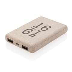 Vue Batterie de secours de poche 5000 mAh en fibre de paille de couleur vert| Krokrodeal