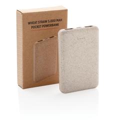 Vue Batterie de secours de poche 5000 mAh en fibre de paille de couleur vert| Krokrodeal