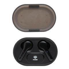 Vue Ecouteurs TWS lumineux dans son boitier de charge de couleur noir| Krokrodeal