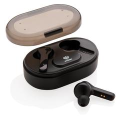 Vue Ecouteurs TWS lumineux dans son boitier de charge de couleur noir| Krokrodeal