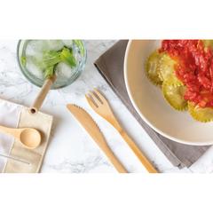 Vue Set de couverts de voyage en bambou réutilisable de couleur blanc| Krokrodeal