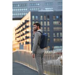 Vue Bobby Bizz sac à dos et sacoche antivol de couleur bleu| Krokrodeal
