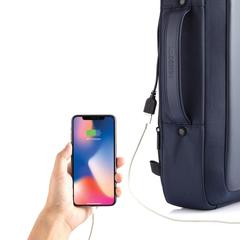 Vue Bobby Bizz sac à dos et sacoche antivol de couleur bleu| Krokrodeal