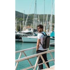 Vue Bobby Bizz sac à dos et sacoche antivol de couleur noir| Krokrodeal